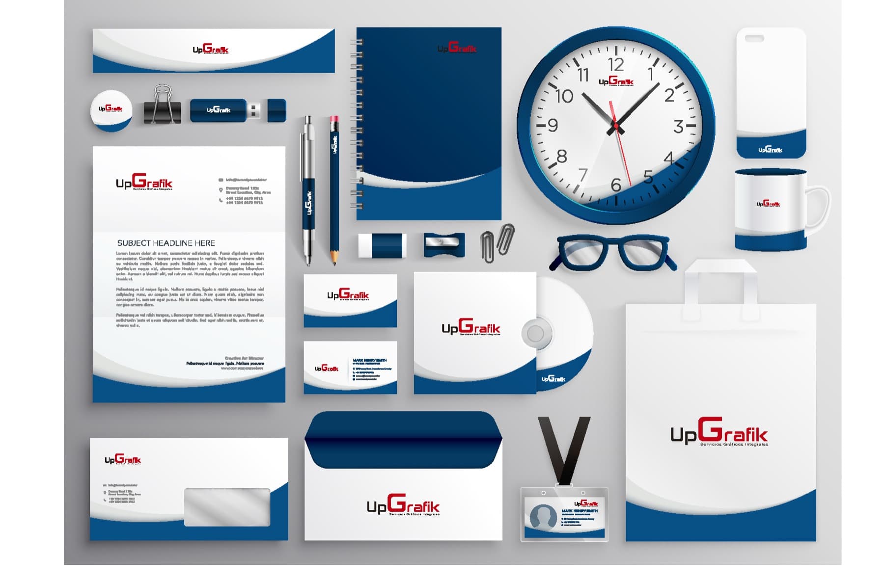 Conjunto de aplicaciones corporativas azules